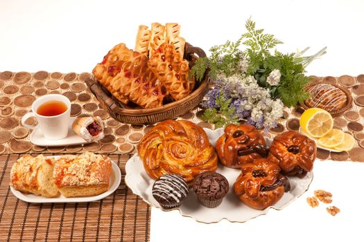 Still life with bread and pastry
