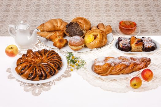 Still life with bread and pastry
