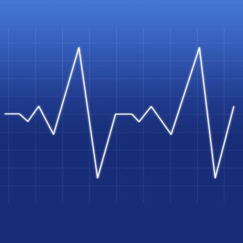 Heartbeat being designed by a white line against a blue background