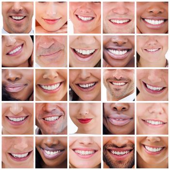Collage of various white smiles