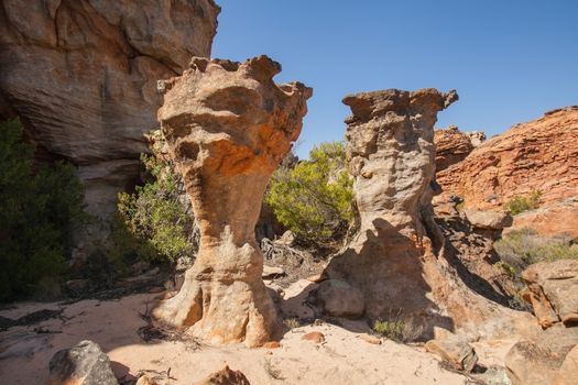 Interesting formations in the Table Mountain Sandstone of the Cederberg near the Stadsaal Caves. Western Cape. South Africa