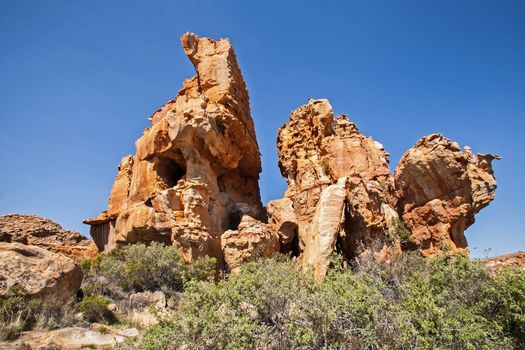 Interesting formations in the Table Mountain Sandstone of the Cederberg near the Stadsaal Caves. Western Cape. South Africa