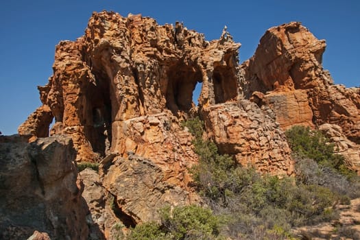 Interesting formations in the Table Mountain Sandstone of the Cederberg near the Stadsaal Caves. Western Cape. South Africa