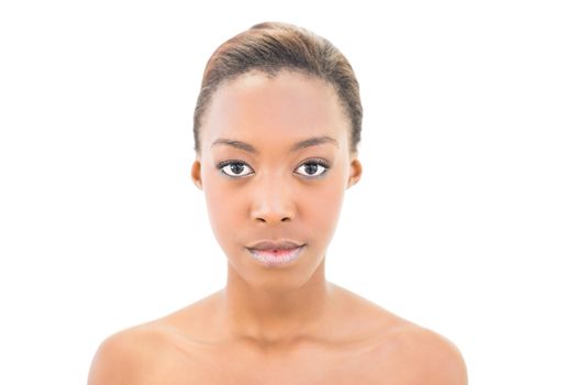 Natural black beauty posing on white background