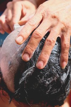 The ceremony of shaving the hair, Buddhist Ordination