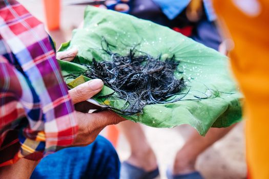 shaving the hair, Ordination Ceremony of Buddhist monk