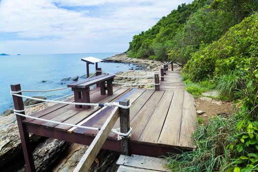 Beautiful Rayong coast with blue sky, at khao laem ya mu koh samet island national park Rayong Thailand.