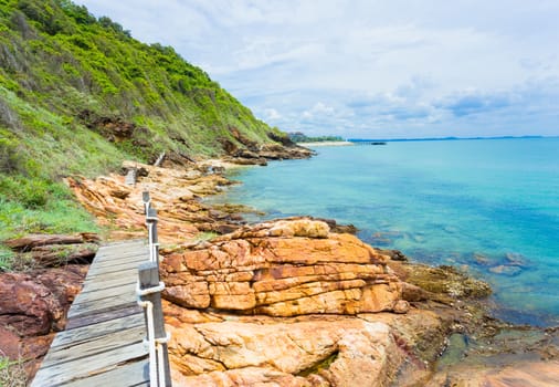 Beautiful Rayong coast with blue sky, at khao laem ya mu koh samet island national park Rayong Thailand.