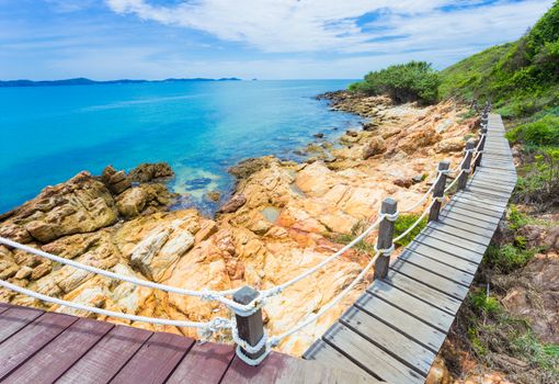 Beautiful Rayong coast with blue sky, at khao laem ya mu koh samet island national park Rayong Thailand.