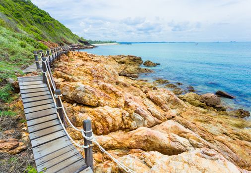 Beautiful Rayong coast with blue sky, at khao laem ya mu koh samet island national park Rayong Thailand.