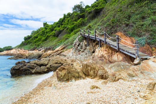 Beautiful Rayong coast with blue sky, at khao laem ya mu koh samet island national park Rayong Thailand.