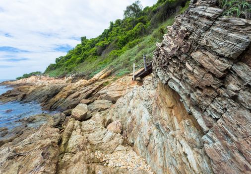 Rayong coast with blue sky at khao laem ya mu koh samet island national park Rayong Thailand.