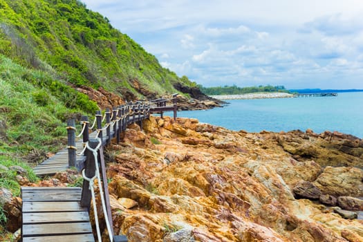 Beautiful Rayong coast with blue sky, at khao laem ya mu koh samet island national park Rayong Thailand.