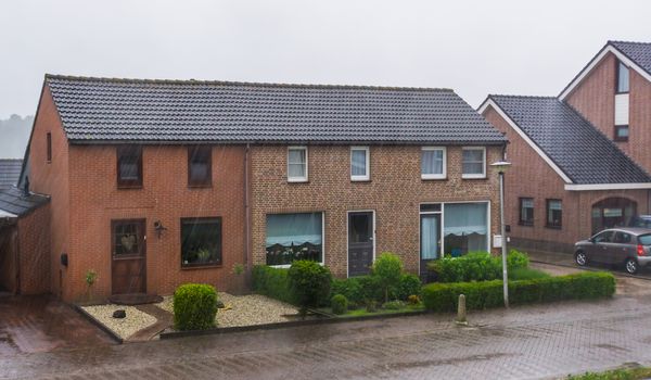 village houses during rainy weather in Rucphen, a small village in the Netherlands