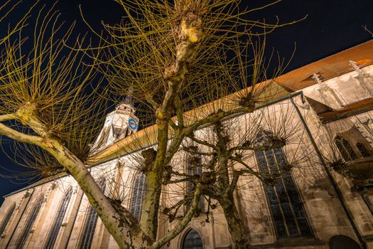 Long-term shots of the wonderful nightlife in the historic old town of Tubingen near the famous Neckar bridge