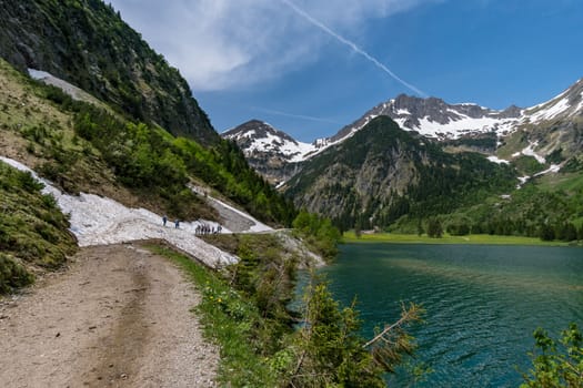 Adventurous hike around Vilsalpsee to the great Bergaicht waterfall in the Tannheimer Tal