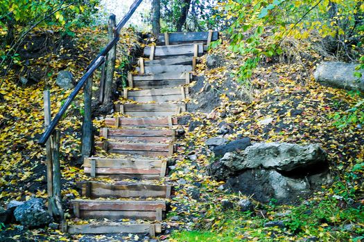 An old stairs up at night view countryside landscape