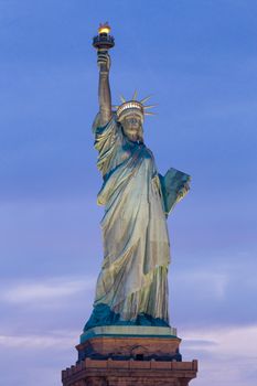 Statue of Liberty at dusk, New York City, USA.