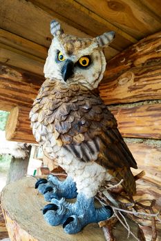 View of a beautiful large decorative wooden owl