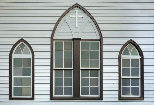 Facade of Christian Nezu Church with its stained glass dating from 1919 in the district of Bunkyo in Tokyo close to the Nezu Shrine.