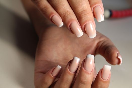 Manicure design gel with white lacquer French