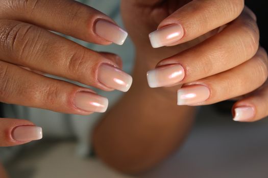 Manicure design gel with white lacquer French