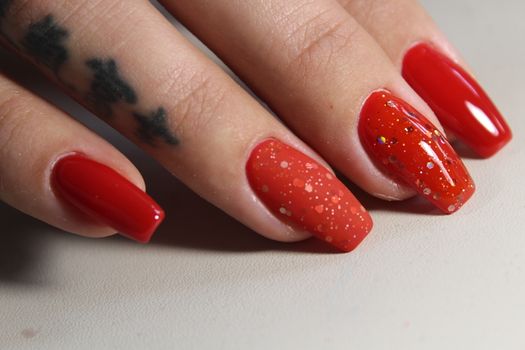 Long beautiful red nails, effective manicure design