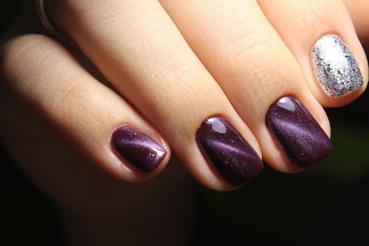 Nails. The design of broken glass. Beautiful matte manicure. Combined manicure.