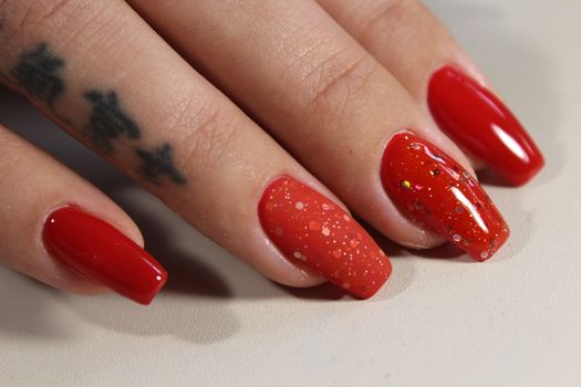 Long beautiful red nails, effective manicure design