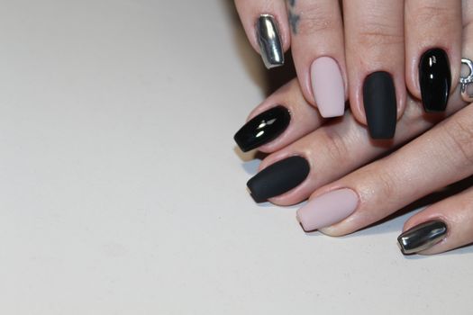 Awesome nails and beautiful clean manicure. Nails are natural. Manicure is made using nails
