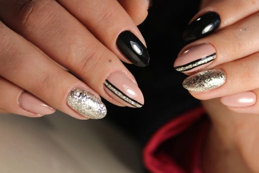 Best nails black and coffee color with abstraction