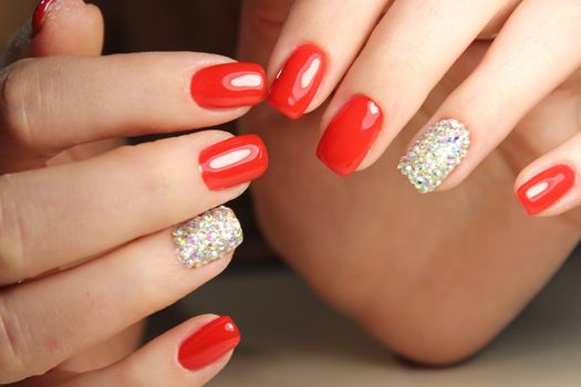 Long beautiful red nails, effective manicure design