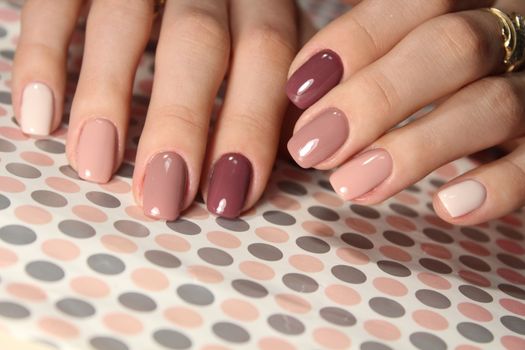 Youth manicure design, beautiful colors coffee nails
