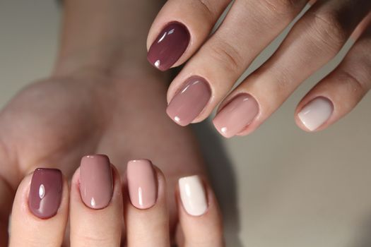 Nail art manicure. Beauty hands. Trendy Stylish Colorful Nails and Nailpolish. Manicure nail paint.