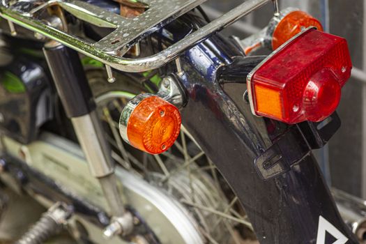 Detail of a Tail light of a vintage motorcycle