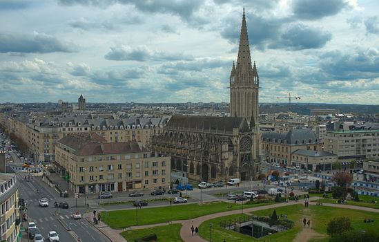 View from fortress on city center at Caen, France