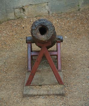 Front view on old naval antique cannon