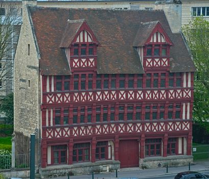 Old traditional French decorated house in Caen, France