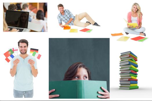 Collage of education on white background