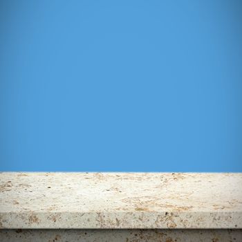 Part of little old wall against blue background