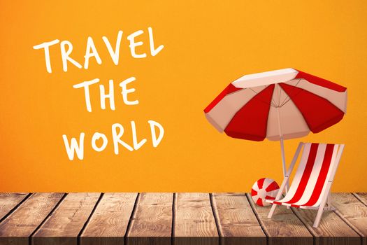 Travel the world against orange background