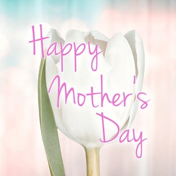 Happy mothers day message on pale background