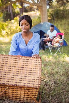 Happy family enjoying together at park