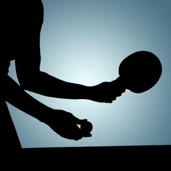 Female athlete playing table tennis against grey vignette