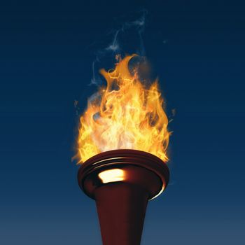 The olympic fire against navy sky