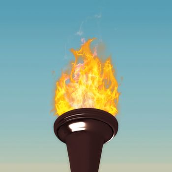The olympic fire against blue sky