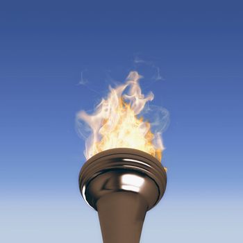 The olympic fire against blue sky