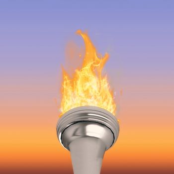 The olympic fire against sunrise sky