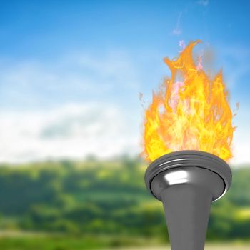 The olympic fire against country scene