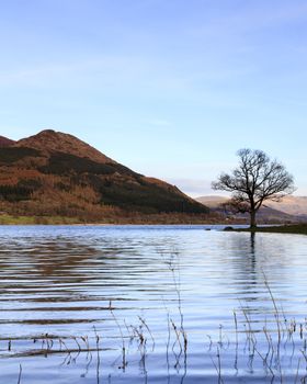 The view across Bassenthwaite Lake in the English Lake District National Park.